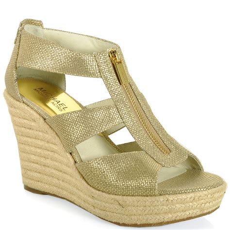 michael kors espadrilles gold|michael kors espadrille wedge sandals.